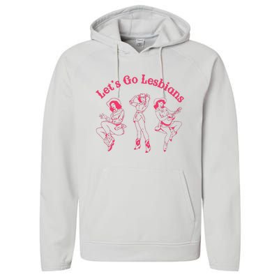 Lets Go Lesbians Western Cowgirls Lgbt Month Performance Fleece Hoodie