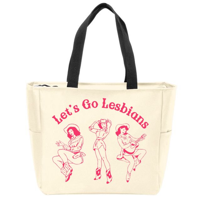 Lets Go Lesbians Western Cowgirls Lgbt Month Zip Tote Bag