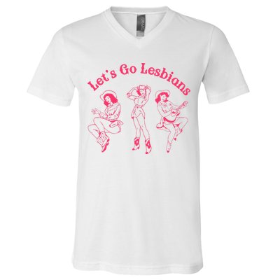 Lets Go Lesbians Western Cowgirls Lgbt Month V-Neck T-Shirt