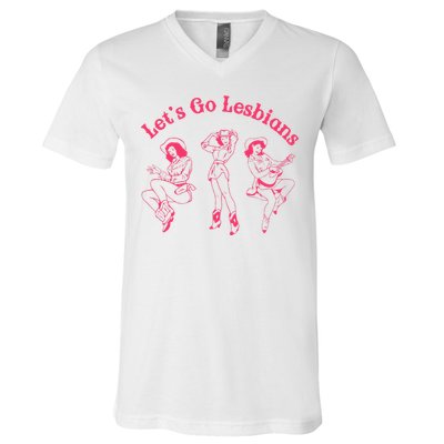 Lets Go Lesbians Western Cowgirls Lgbt Month V-Neck T-Shirt