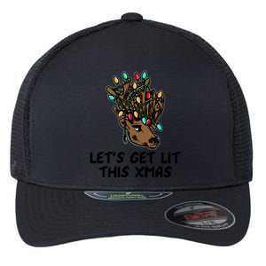 LetS Get Lit This Xmas Funny Christmas Gift Flexfit Unipanel Trucker Cap