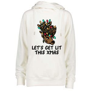 LetS Get Lit This Xmas Funny Christmas Gift Womens Funnel Neck Pullover Hood