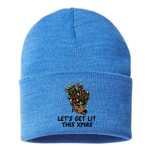 LetS Get Lit This Xmas Funny Christmas Gift Sustainable Knit Beanie