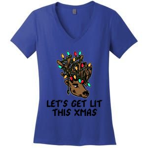 LetS Get Lit This Xmas Funny Christmas Gift Women's V-Neck T-Shirt