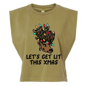 LetS Get Lit This Xmas Funny Christmas Gift Garment-Dyed Women's Muscle Tee