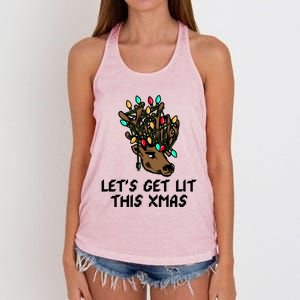 LetS Get Lit This Xmas Funny Christmas Gift Women's Knotted Racerback Tank