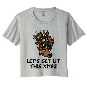 LetS Get Lit This Xmas Funny Christmas Gift Women's Crop Top Tee