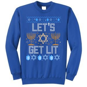 Lets Get Lit Orah Jewish Pun Ugly Hanukkah Chanukah Meaningful Gift Sweatshirt