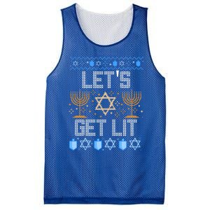 Lets Get Lit Orah Jewish Pun Ugly Hanukkah Chanukah Meaningful Gift Mesh Reversible Basketball Jersey Tank