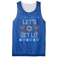 Lets Get Lit Orah Jewish Pun Ugly Hanukkah Chanukah Meaningful Gift Mesh Reversible Basketball Jersey Tank