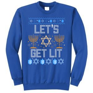 Lets Get Lit Orah Jewish Pun Ugly Hanukkah Chanukah Meaningful Gift Tall Sweatshirt