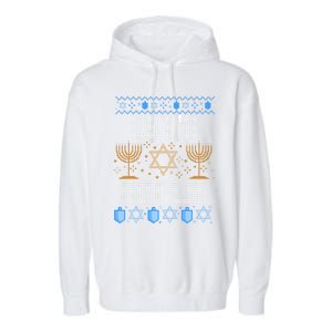 Lets Get Lit Orah Jewish Pun Ugly Hanukkah Chanukah Meaningful Gift Garment-Dyed Fleece Hoodie