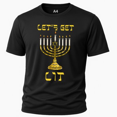 Let's Get Lit Chanukah Happy Hanukkah Funny Menorah Jewish  Performance Shirt