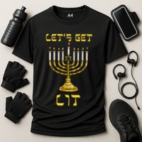 Let's Get Lit Chanukah Happy Hanukkah Funny Menorah Jewish  Performance Shirt
