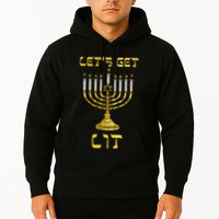 Let's Get Lit Chanukah Happy Hanukkah Funny Menorah Jewish  Hoodie