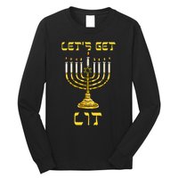 Let's Get Lit Chanukah Happy Hanukkah Funny Menorah Jewish  Long Sleeve Shirt