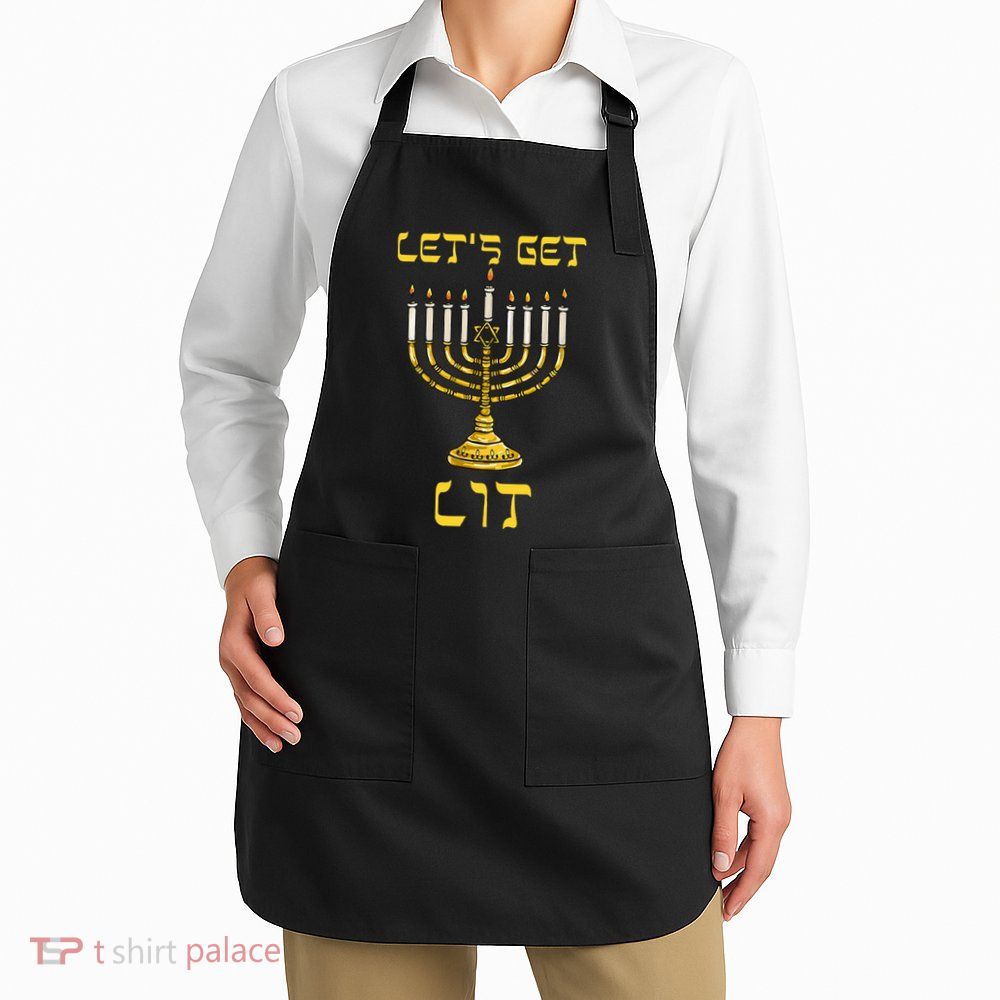 Let's Get Lit Chanukah Happy Hanukkah Funny Menorah Jewish  Apron