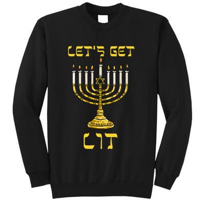 Let's Get Lit Chanukah Happy Hanukkah Funny Menorah Jewish  Sweatshirt