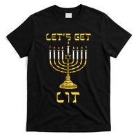 Let's Get Lit Chanukah Happy Hanukkah Funny Menorah Jewish  T-Shirt