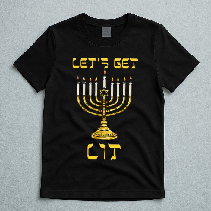 Let's Get Lit Chanukah Happy Hanukkah Funny Menorah Jewish  T-Shirt
