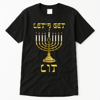 Let's Get Lit Chanukah Happy Hanukkah Funny Menorah Jewish  Tall T-Shirt