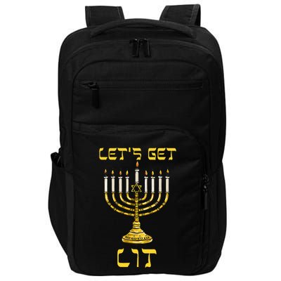 Let's Get Lit Chanukah Happy Hanukkah Funny Menorah Jewish  Impact Tech Backpack