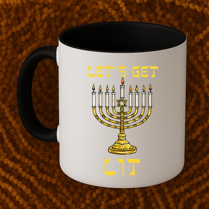 Let's Get Lit Chanukah Happy Hanukkah Funny Menorah Jewish  Mug