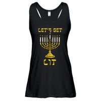 Let's Get Lit Chanukah Happy Hanukkah Funny Menorah Jewish  Ladies Essential Flowy Tank
