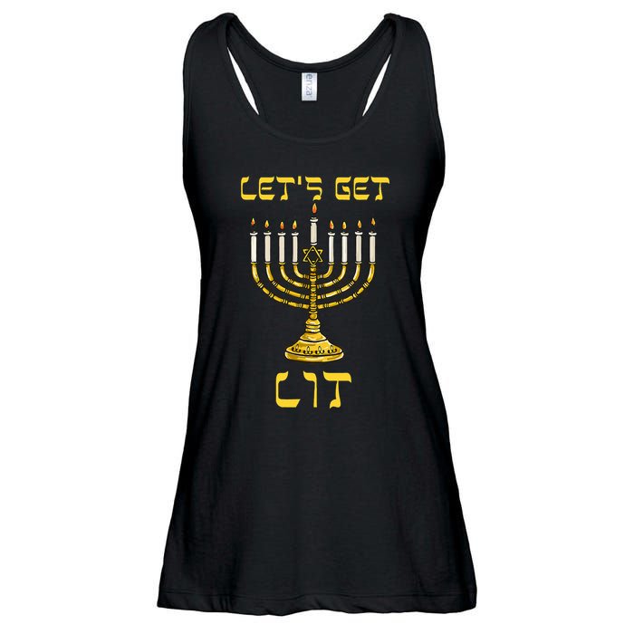 Let's Get Lit Chanukah Happy Hanukkah Funny Menorah Jewish  Ladies Essential Flowy Tank