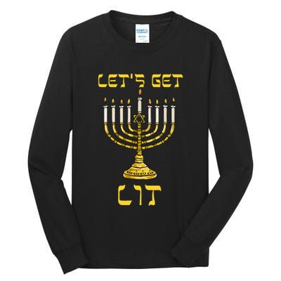 Let's Get Lit Chanukah Happy Hanukkah Funny Menorah Jewish  Tall Long Sleeve T-Shirt