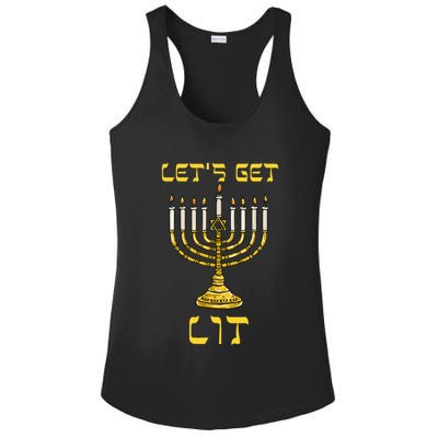 Let's Get Lit Chanukah Happy Hanukkah Funny Menorah Jewish  Ladies PosiCharge Competitor Racerback Tank