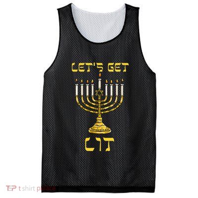 Let's Get Lit Chanukah Happy Hanukkah Funny Menorah Jewish  Mesh Reversible Basketball Jersey Tank
