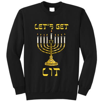 Let's Get Lit Chanukah Happy Hanukkah Funny Menorah Jewish  Tall Sweatshirt