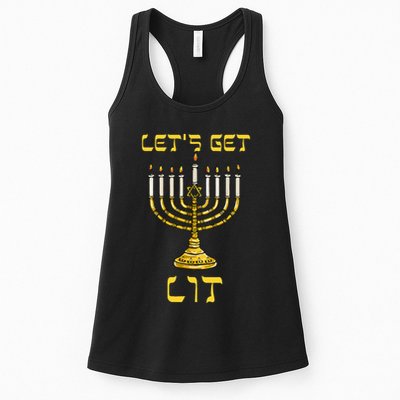 Let's Get Lit Chanukah Happy Hanukkah Funny Menorah Jewish  Womens Tank Top