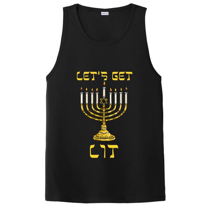Let's Get Lit Chanukah Happy Hanukkah Funny Menorah Jewish  PosiCharge Competitor Tank