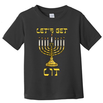 Let's Get Lit Chanukah Happy Hanukkah Funny Menorah Jewish  Toddler T-Shirt