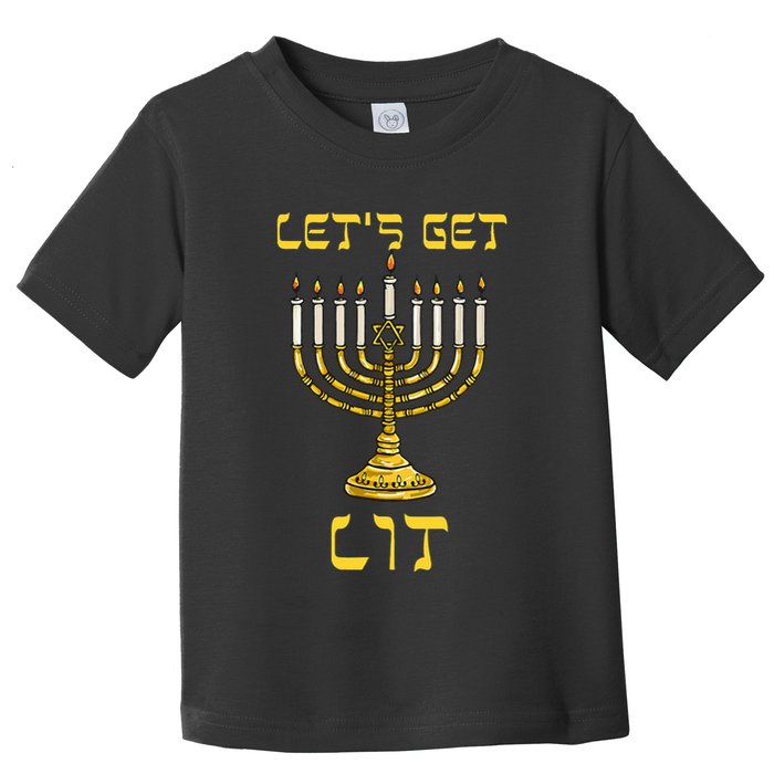 Let's Get Lit Chanukah Happy Hanukkah Funny Menorah Jewish  Toddler T-Shirt