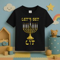 Let's Get Lit Chanukah Happy Hanukkah Funny Menorah Jewish  Toddler T-Shirt