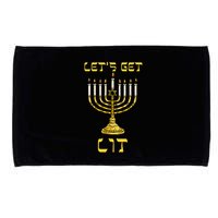 Let's Get Lit Chanukah Happy Hanukkah Funny Menorah Jewish  Microfiber Hand Towel