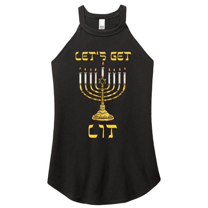 Let's Get Lit Chanukah Happy Hanukkah Funny Menorah Jewish  Women's Perfect Tri Rocker Tank