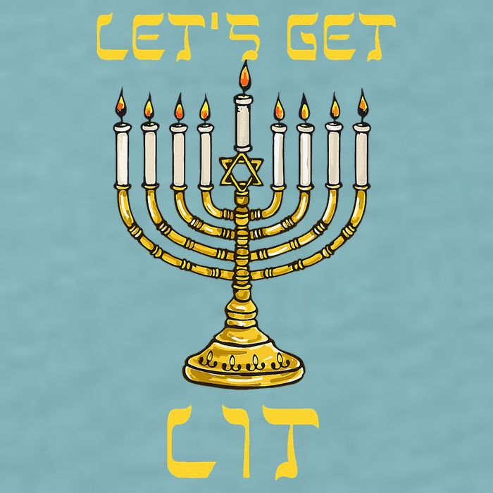 Let's Get Lit Chanukah Happy Hanukkah Funny Menorah Jewish  Sueded Cloud Jersey T-Shirt