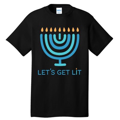 Let's Get Lit Menorah Jewish Funny Ugly Hanukkah Jew  Tall T-Shirt