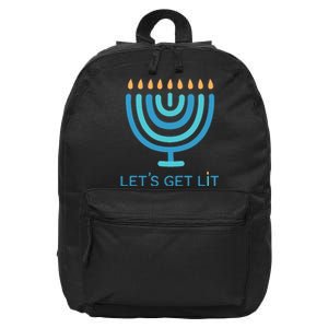 Let's Get Lit Menorah Jewish Funny Ugly Hanukkah Jew  16 in Basic Backpack