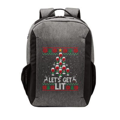 Lets Get Lit Wine Tree Funny Christmas Ugly Xmas Gift Vector Backpack