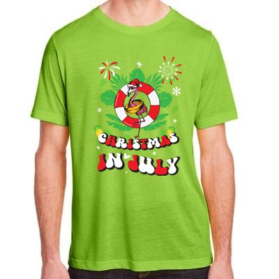 Lets Get Lit Christmas In July Xmas Flamingo Groovy Gift Adult ChromaSoft Performance T-Shirt