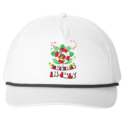 Lets Get Lit Christmas In July Xmas Flamingo Groovy Gift Snapback Five-Panel Rope Hat