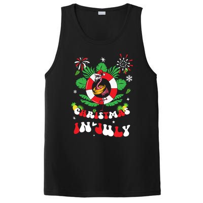 Lets Get Lit Christmas In July Xmas Flamingo Groovy Gift PosiCharge Competitor Tank