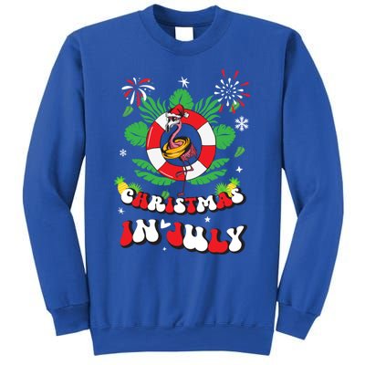 Lets Get Lit Christmas In July Xmas Flamingo Groovy Gift Sweatshirt