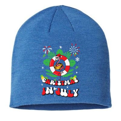 Lets Get Lit Christmas In July Xmas Flamingo Groovy Gift Sustainable Beanie