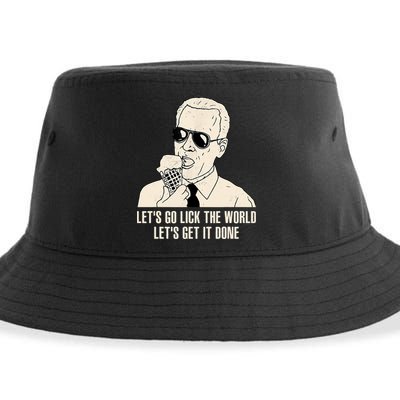 Let's Go Lick The World, Let's Get It Done Funny Joe Biden Sustainable Bucket Hat